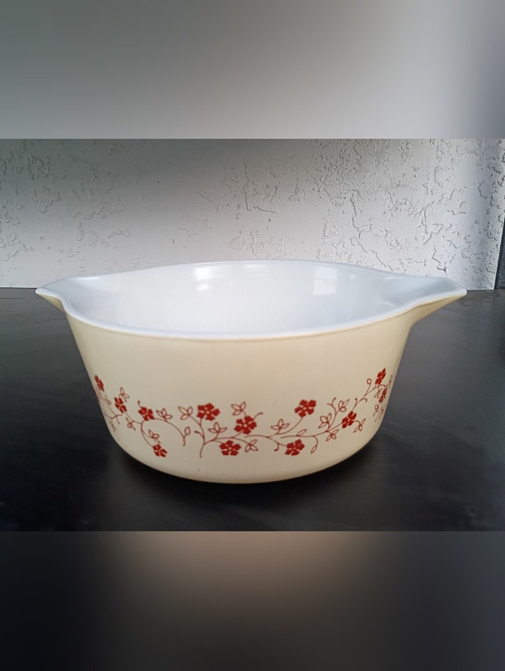 Cream Floral Ceramic Mixing Bowl - Home Kitchen Pyrex
